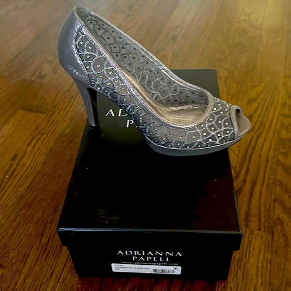 Adrianna Papell Shoes Gunmetal Womens Dress Heels With Peep Toe